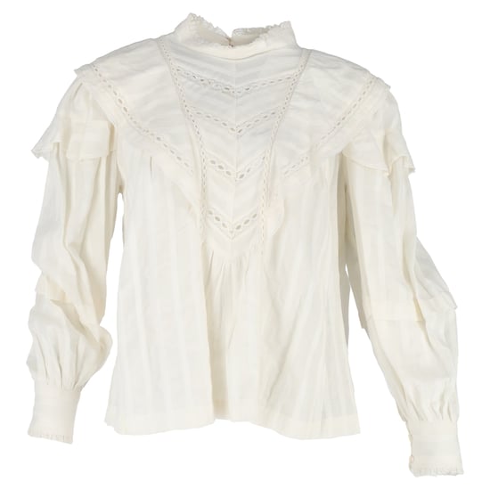 Isabel Marant Reign långärmad blus i vit bomull - Image 1