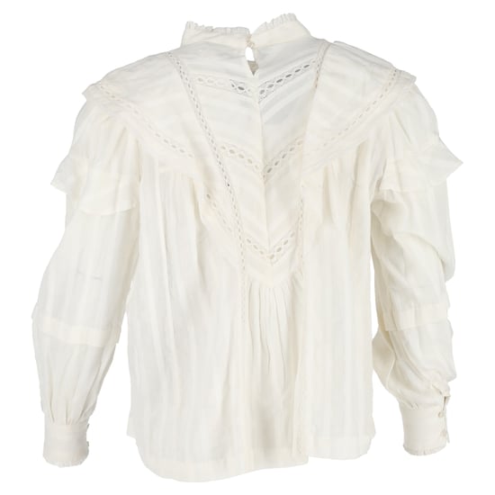 Isabel Marant Reign långärmad blus i vit bomull - Image 3