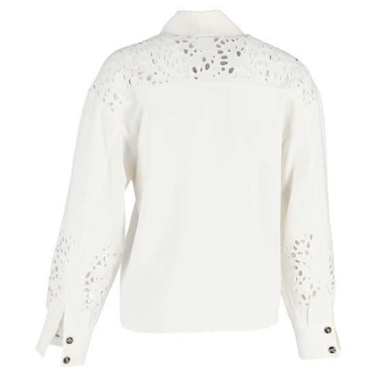 Proenza Schouler Broderie Anglaise Crepe Skjorta i Vit Triacetat - Image 3