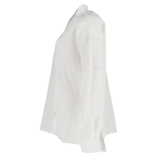 Jil Sander Asymmetric Button-Down Shirt in White Linen - Image 2