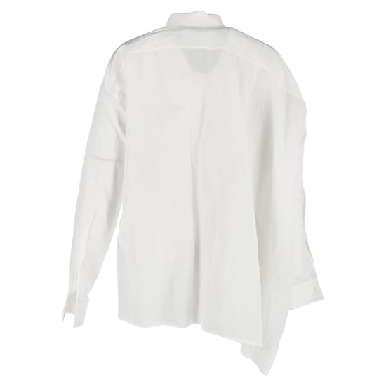 Jil Sander Asymmetric Button-Down Shirt in White Linen - Image 3