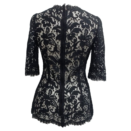 Dolce & Gabbana spetsblus i svart bomull - Image 2