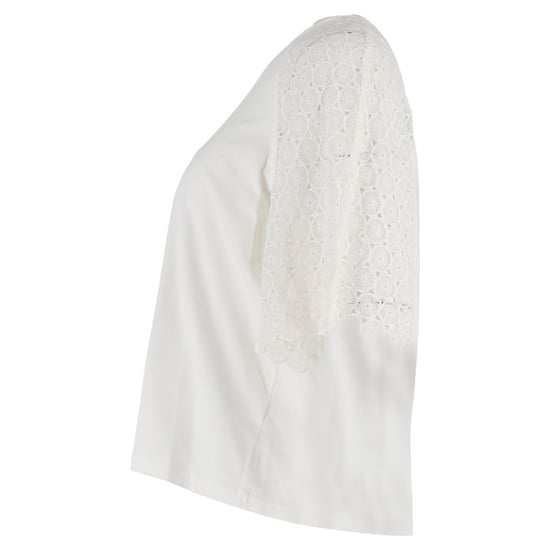 Chloé T-shirt med rund hals och spetsärm i vit bomull - Image 2