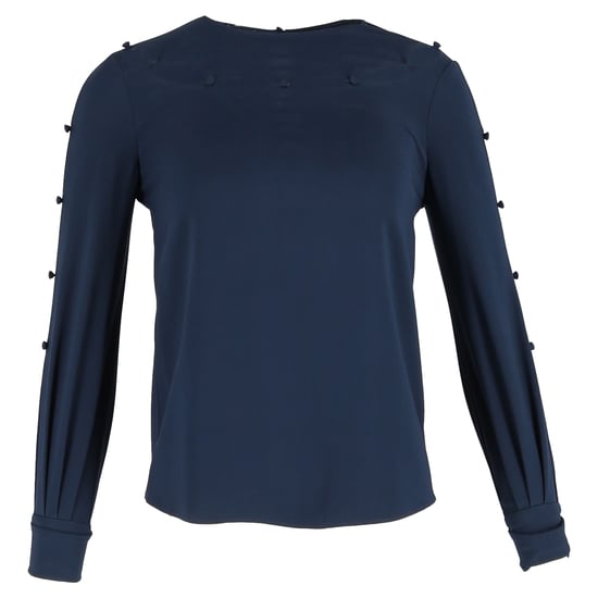 Oscar de la Renta Bateau-halslijnblouse in marineblauwe zijde - Image 1
