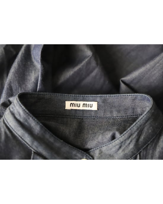 Miu Miu blouse met ruches in blauw katoen - Image 4
