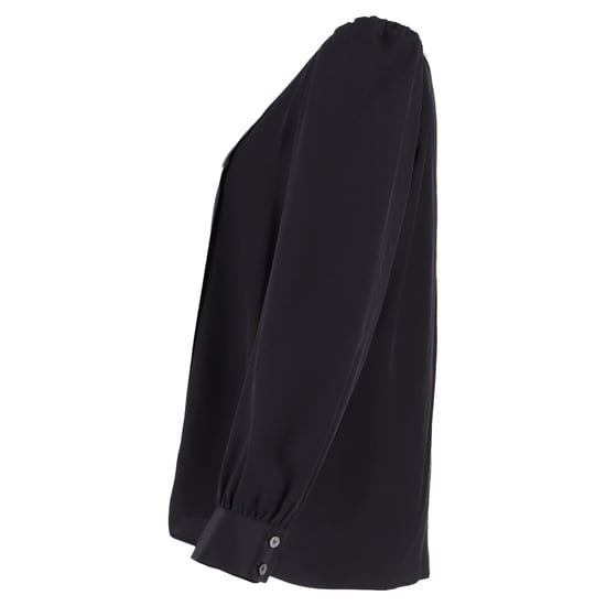 Alessandra Rich Contrasting-Collar Blouse in Black Silk - Image 2