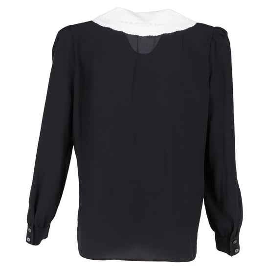 Alessandra Rich Contrasting-Collar Blouse in Black Silk - Image 3