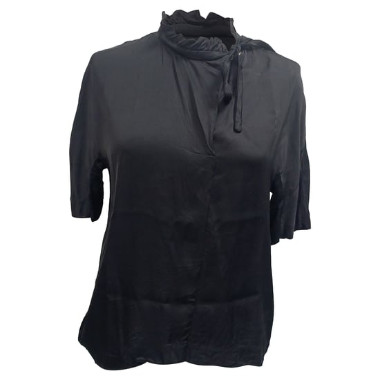 Sandro Ruffled Neck Blauw in Zwart Viscose - Image 1