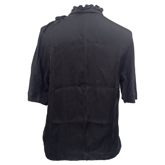 Sandro Ruffled Neck Blauw in Zwart Viscose - Image 2