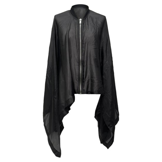 Rick Owens Zip Poncho in zwarte zijde - Image 1