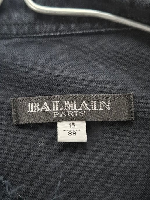 Balmain – Långärmad skjorta med axeldetalj i svart bomull - Image 4