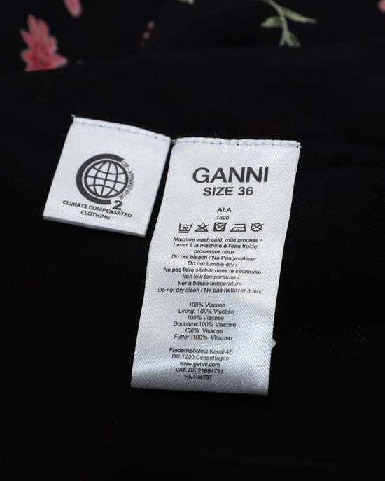 Ganni blommig chiffongblus i svart viskos - Image 5