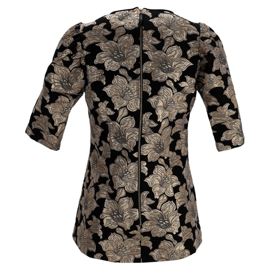 Marni Blouse met korte mouwen van bloemenmotief en lurex jacquard in zwart katoen - Image 3