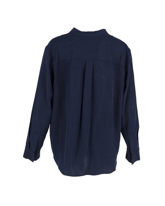 Diane Von Furstenberg Sanorah geplooide blouse in marineblauwe zijde - Image 3