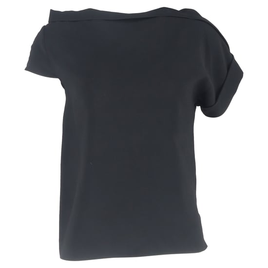 Roland Mouret Asymmetrisk Blus i Svart Polyester med Båtringning - Image 1