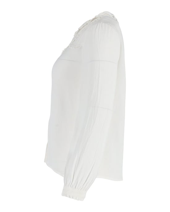 Maje blouse met ruches en knoopjes in witte katoen - Image 2