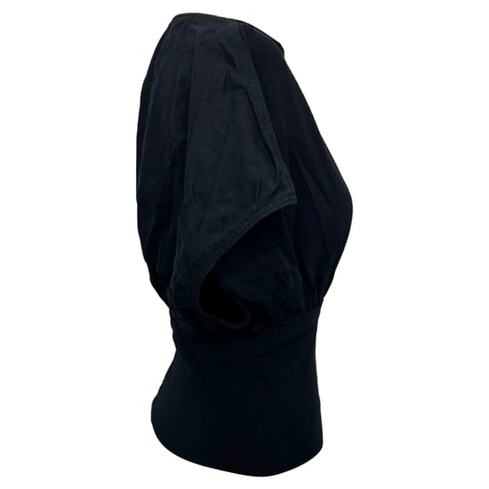 Rick Owens blouse met boothals en korte mouwen in zwart katoen - Image 3