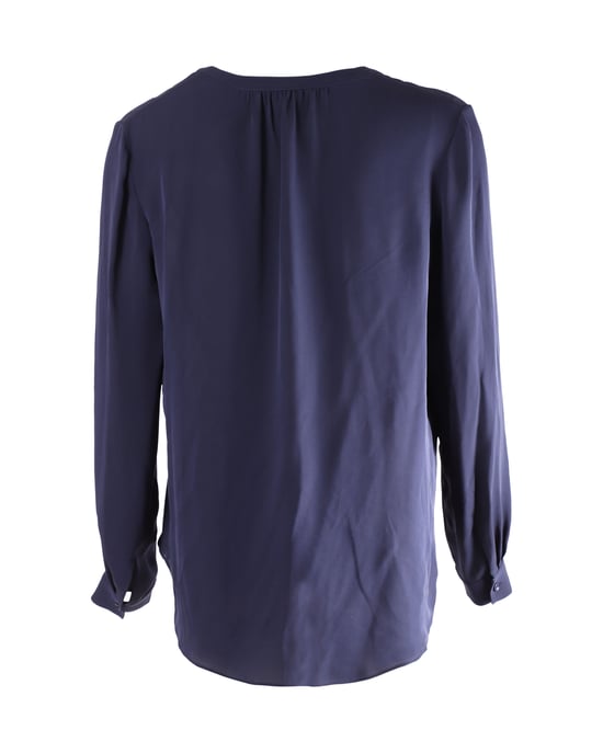 Diane Von Furstenberg långärmad blus i marinblå siden - Image 3