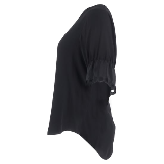 Chloé V-Neck Scalloped Sleeve Blouse in Black Silk - Image 2