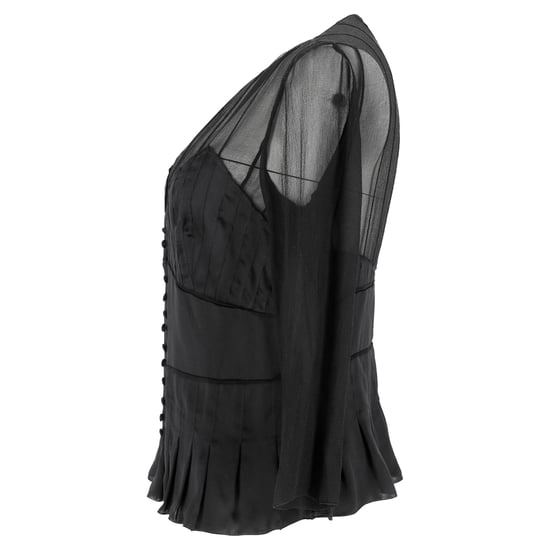 Chloé geplooide, doorschijnende blouse met lange mouwen van zwarte zijde - Image 2