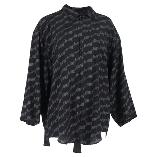 Balenciaga BB Logo Long Sleeve Shirt in Black Silk - Image 1