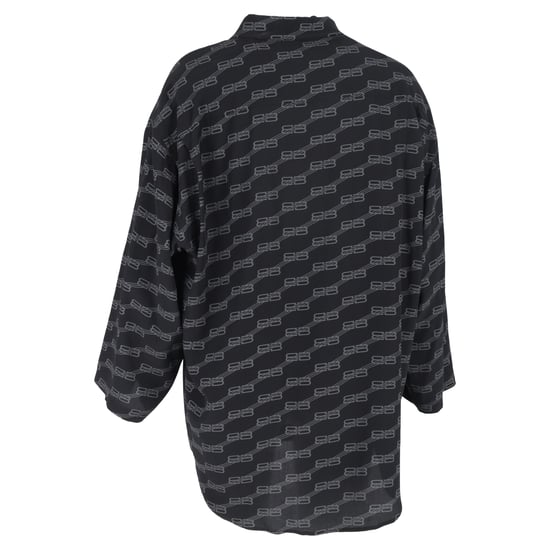 Balenciaga BB Logo Long Sleeve Shirt in Black Silk - Image 3