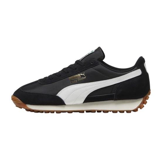 Puma Mens Easy Rider Vintage Leather Low Trainers (Black/White) - Image 2