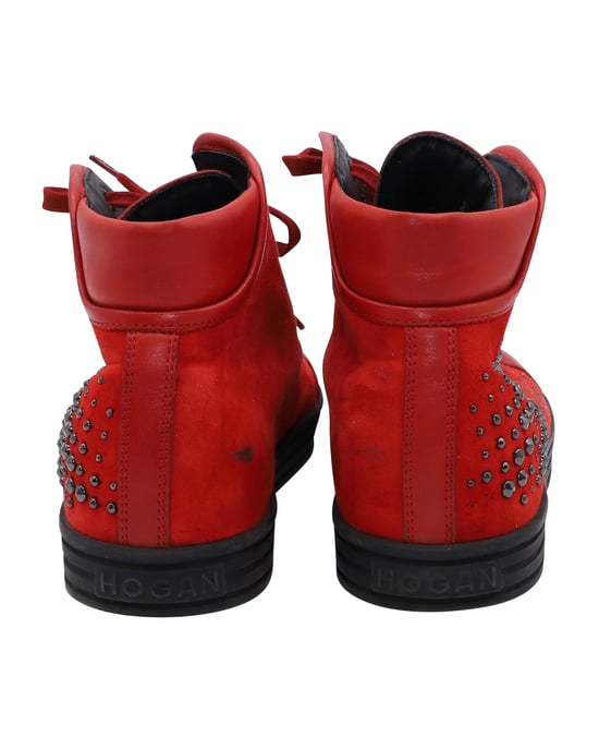 Hogan Rebel hoge sneakers in rood suède - Image 3