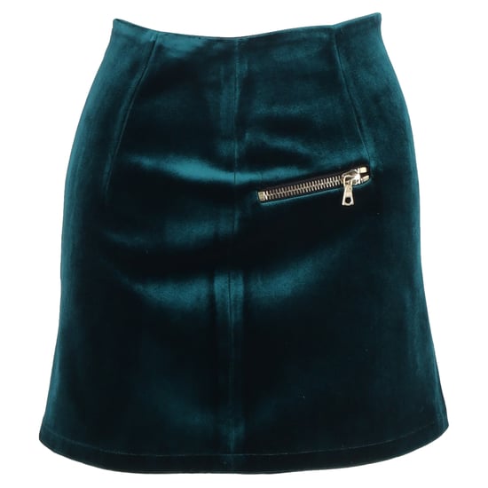 Sandro Mini Skirt in Green Velvet - Image 1