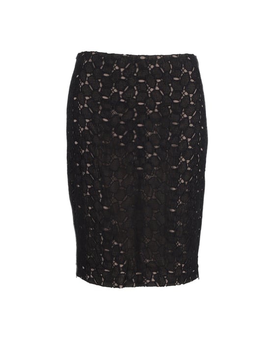 Diane Von Furstenberg Clover Lace Pencil Skirt in Black Polyester - Image 1