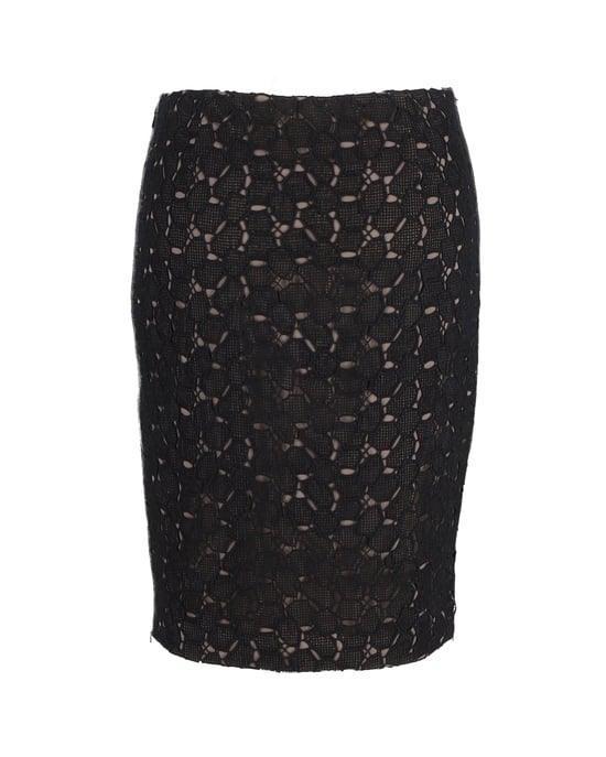 Diane Von Furstenberg Clover Lace Pencil Skirt in Black Polyester - Image 3