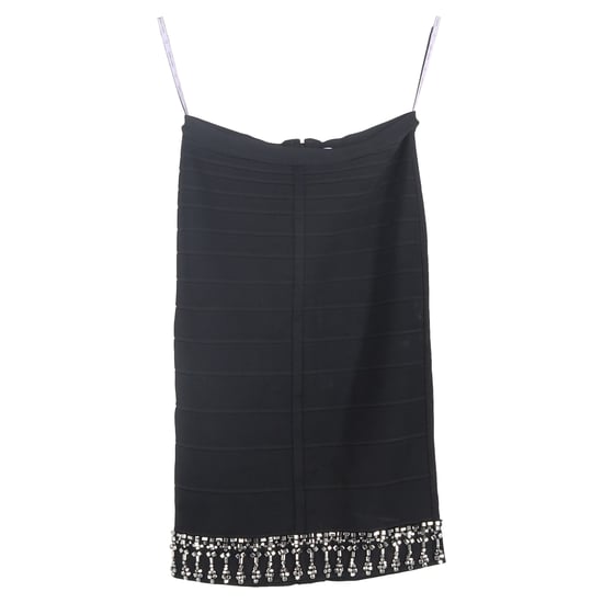 Herve Leger Embellished Hem Knee-Length Skirt in Black Rayon - Image 1