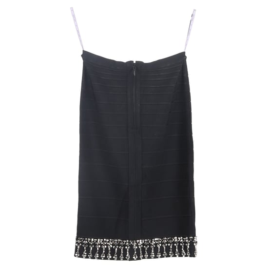 Herve Leger Embellished Hem Knee-Length Skirt in Black Rayon - Image 2