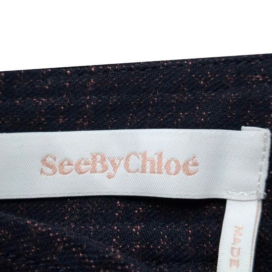See by Chloé geruite minirok van katoen in marineblauw. - Image 3