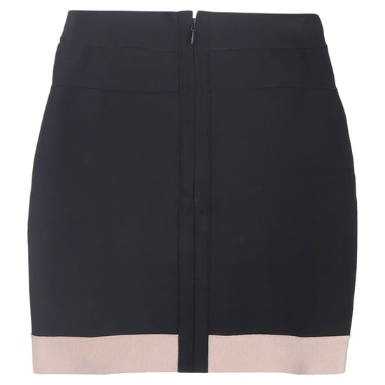 Herve Leger – Färgblocksminikjol i svart och beige rayon - Image 2