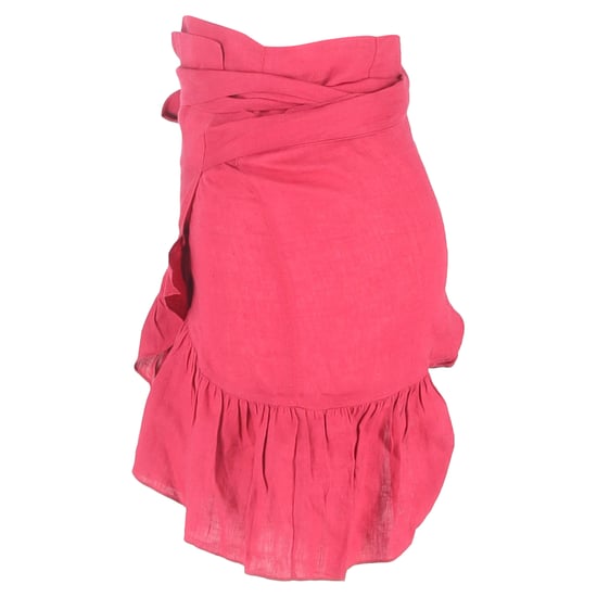 Isabel Marant mini-wikkelrok met ruches in roze linnen - Image 2