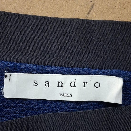 Sandro minirok met textuur en A-lijn model in marineblauw polyester - Image 3