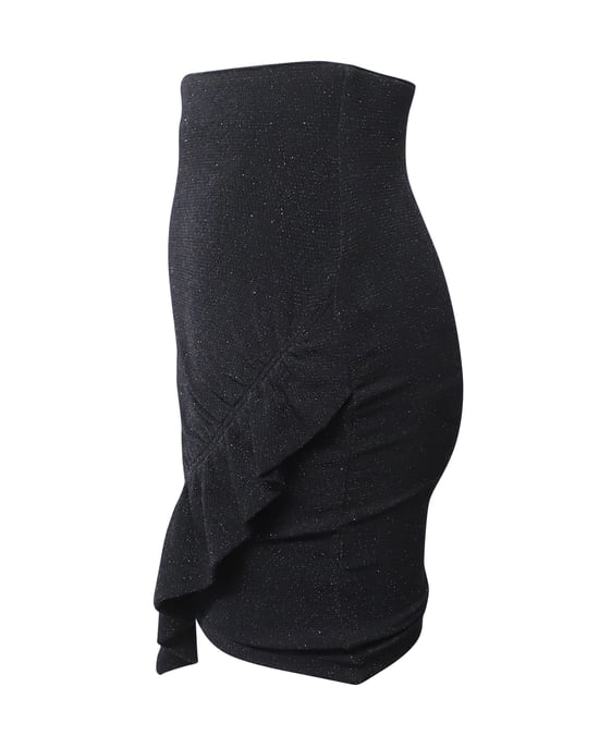 Iro Zilka metallisk stretchstickad minikjol i svart nylon - Image 3
