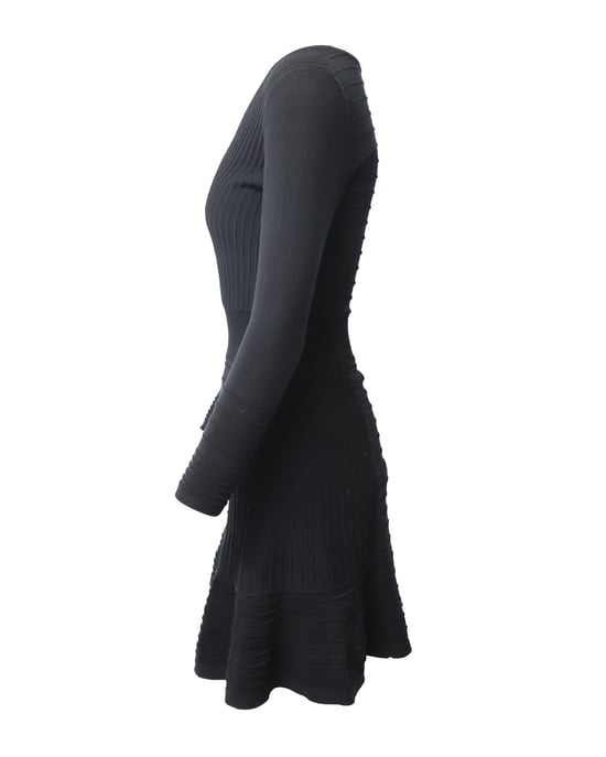 Sandro Paris Fluted Knit Dress in Black Cotton - Image 2