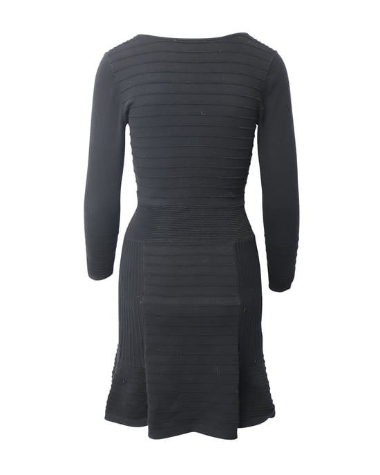 Sandro Paris Fluted Knit Dress in Black Cotton - Image 3