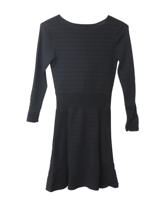 Sandro Paris Fluted Knit Dress in Black Cotton - Image 5