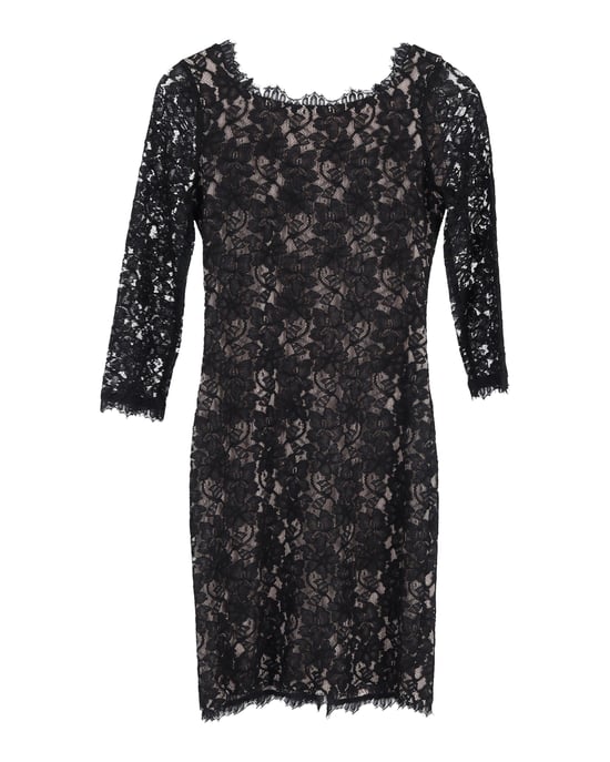 Diane Von Furstenberg nauwsluitende jurk van zwart katoenen kant - Image 1
