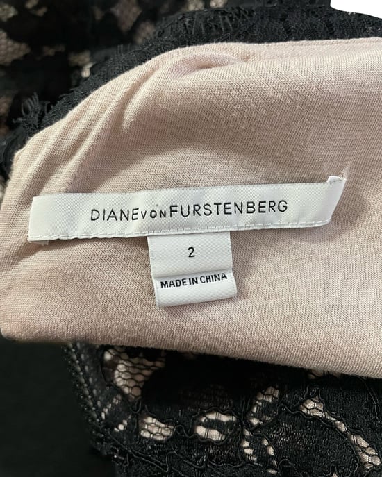 Diane Von Furstenberg nauwsluitende jurk van zwart katoenen kant - Image 3