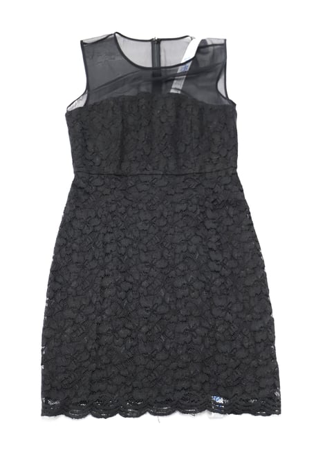 DVF Nisha jurk in zwart kant met mouwloze illusie-details - Image 1