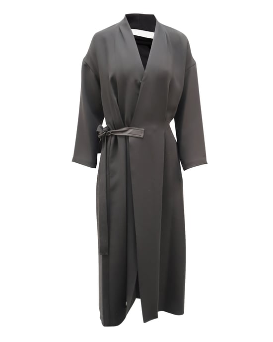 Vince wikkeljurk met kunstleren riem in zwart polyester - Image 1