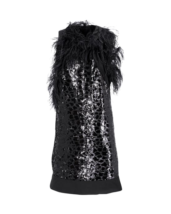 Boss mouwloze jurk met pailletten in zwarte viscose - Image 1
