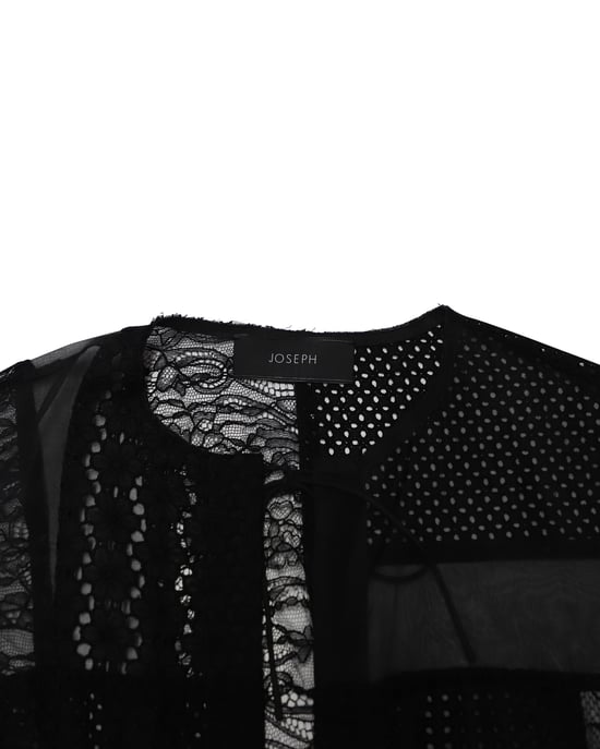 Joseph Patchwork Spets Långklänning i Svart Nylon - Image 6