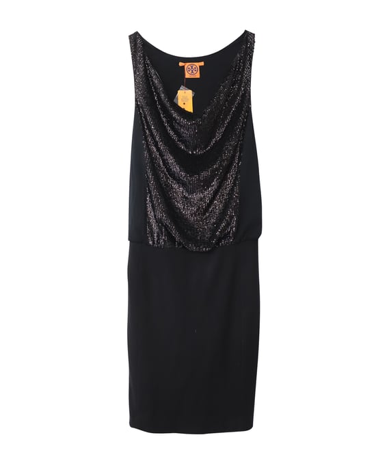 Tory Burch – Klänning med racerback-mönster i svart paljettpolyester - Image 5