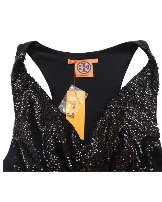 Tory Burch – Klänning med racerback-mönster i svart paljettpolyester - Image 6