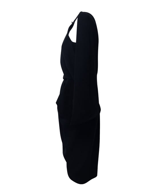 Balenciaga Draperad Kapklänning i Svart Polyester med Låg Rygg - Image 2